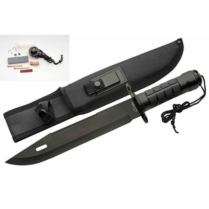 Couteau de Survie Rite Edge Plateau Lame Acier 420 Manche Caoutchouc Kit de Survie Etui Nylon CN211625 - Livraison Gratuite