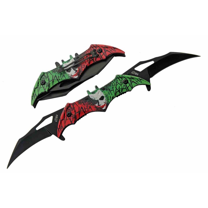 Couteau Pliant A/O Rite Edge Laughing Joker 2 Lame Acier Inox Manche Rouge & Vert Liner Lock CN300609JK - Livraison Gratuite