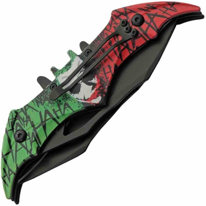 Couteau Pliant A/O Rite Edge Laughing Joker 2 Lame Acier Inox Manche Rouge & Vert Liner Lock CN300609JK - Livraison Gratuite