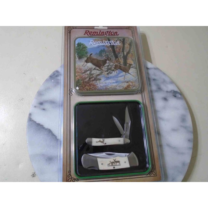  Set de Couteaux Remington White Tails Lames Acier Inox Manches Os Boite Collector R15693 - Livraison Gratuite