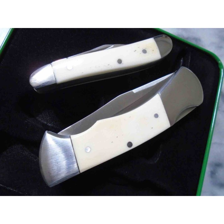  Set de Couteaux Remington White Tails Lames Acier Inox Manches Os Boite Collector R15693 - Livraison Gratuite