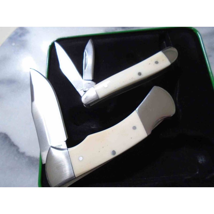  Set de Couteaux Remington White Tails Lames Acier Inox Manches Os Boite Collector R15693 - Livraison Gratuite