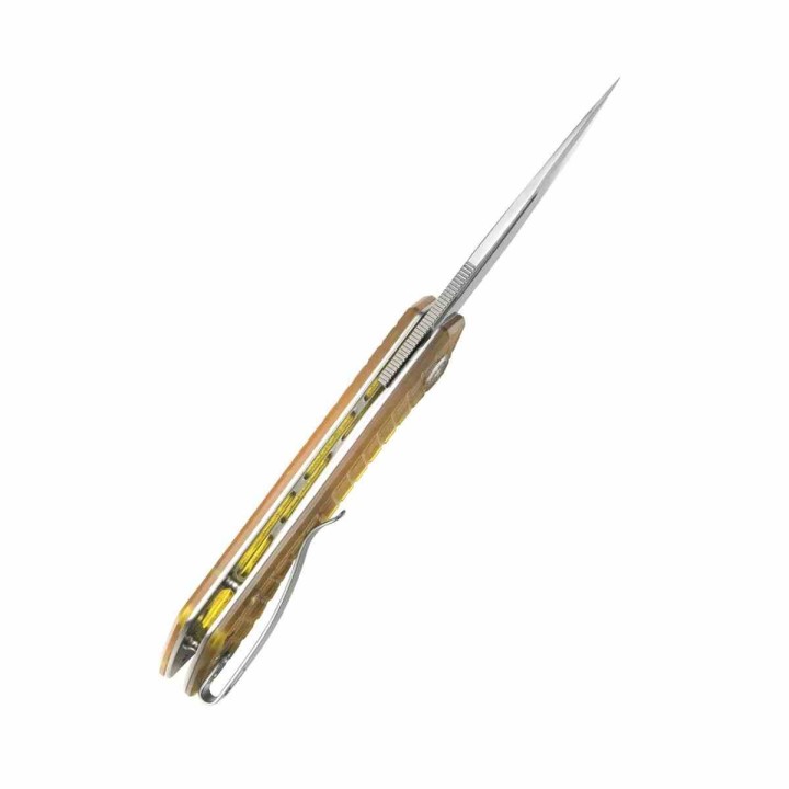 Couteau Kubey Thalia Ultem Lame Clip Point Acier 14C28N Manche Yellow Liner Lock IKBS Clip KUB331Q - Livraison Gratuite