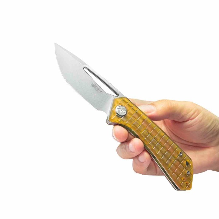 Couteau Kubey Thalia Ultem Lame Clip Point Acier 14C28N Manche Yellow Liner Lock IKBS Clip KUB331Q - Livraison Gratuite
