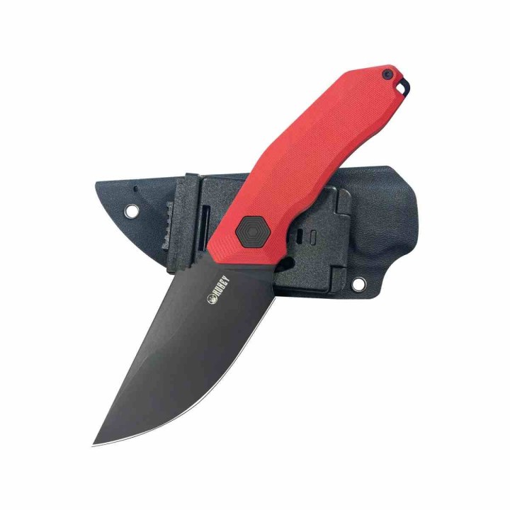 Couteau Fixe Kubey Basilisk Red Lame Acier 14C28N Manche G10 Noir Étui Kydex KUB381B - Livraison Gratuite