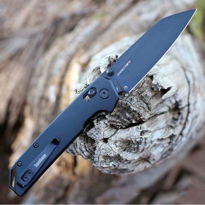 Couteau Pliant Kershaw Iridium Black Lame Reverse Tanto Acier D2 Manche Alu Duralock KVT KS2038RBLK - Livraison Gratuite