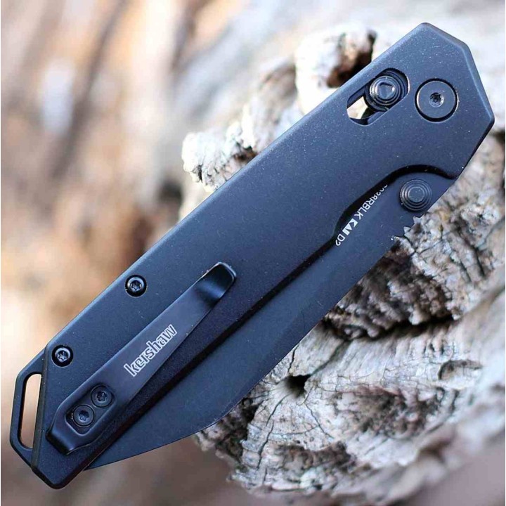 Couteau Pliant Kershaw Iridium Black Lame Reverse Tanto Acier D2 Manche Alu Duralock KVT KS2038RBLK - Livraison Gratuite