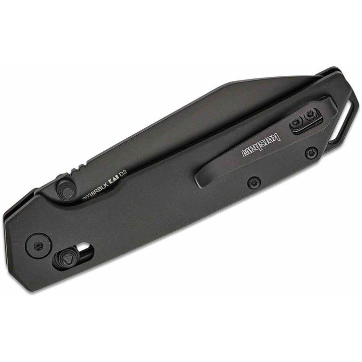 Couteau Pliant Kershaw Iridium Black Lame Reverse Tanto Acier D2 Manche Alu Duralock KVT KS2038RBLK - Livraison Gratuite