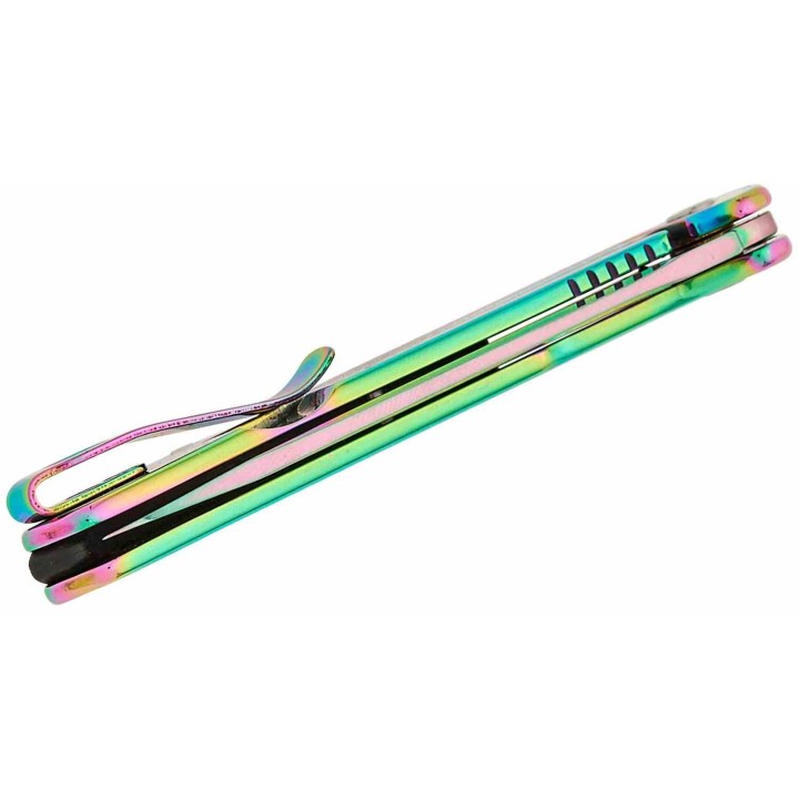 Couteau Pliant A/O Kershaw Outcome Lame Acier 8Cr13MoV Manche Rainbow Frame Lock Clip KS2044RBW - Livraison Gratuite