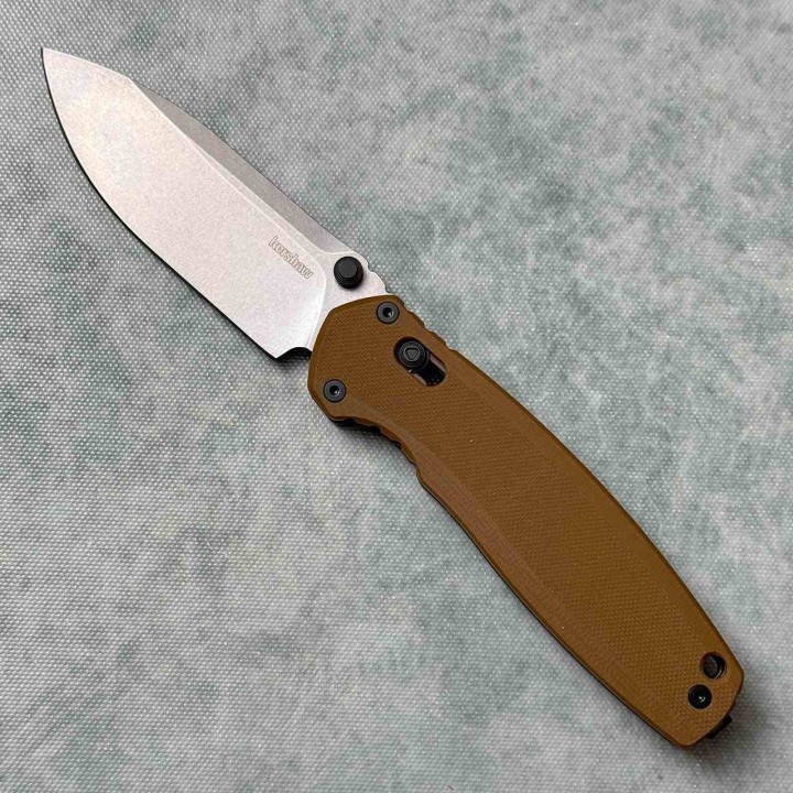 Couteau Pliant Kershaw Broadside Tan Lame Acier D2 Manche G-10 DuraLock Clip IKBS KS2052 - Livraison Gratuite