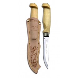 Couteau Marttiini Lynx 129 Lame Acier Inox Manche Bois Etui Cuir Made In Finland MN129010 - Livraison Gratuite