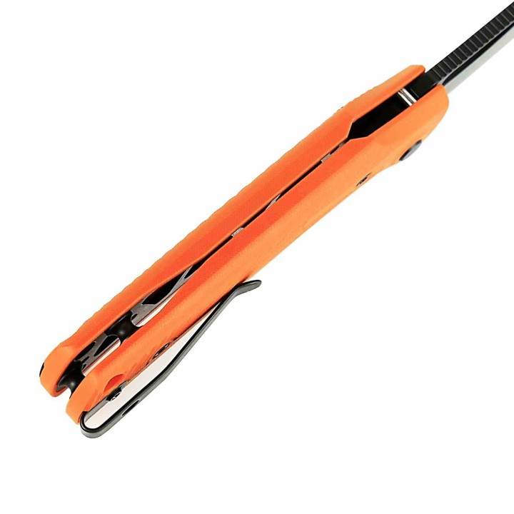 Couteau Pliant Reate PL-XE Orange Lame Drop Point Acier Nitro-V Manche G-10 Pivot Lock PL-XE REA174 - Livraison Gratuite