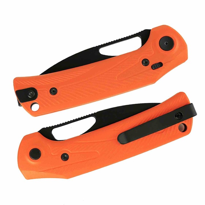 Couteau Pliant Reate PL-XE Orange Lame Drop Point Acier Nitro-V Manche G-10 Pivot Lock PL-XE REA174 - Livraison Gratuite