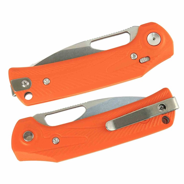 Couteau Pliant Reate PL-XE Orange Lame Drop Point Acier Nitro-V Manche G-10 Pivot Lock PL-XE REA173 - Livraison Gratuite