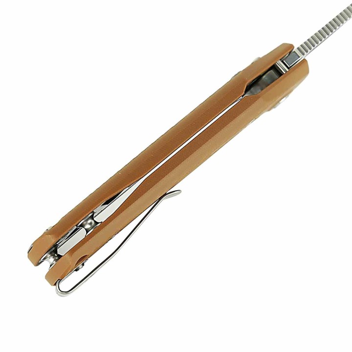 Couteau Pliant Reate PL-XE Tan Lame Drop Point Acier Nitro-V Manche G-10 Pivot Lock REA171 - Livraison Gratuite