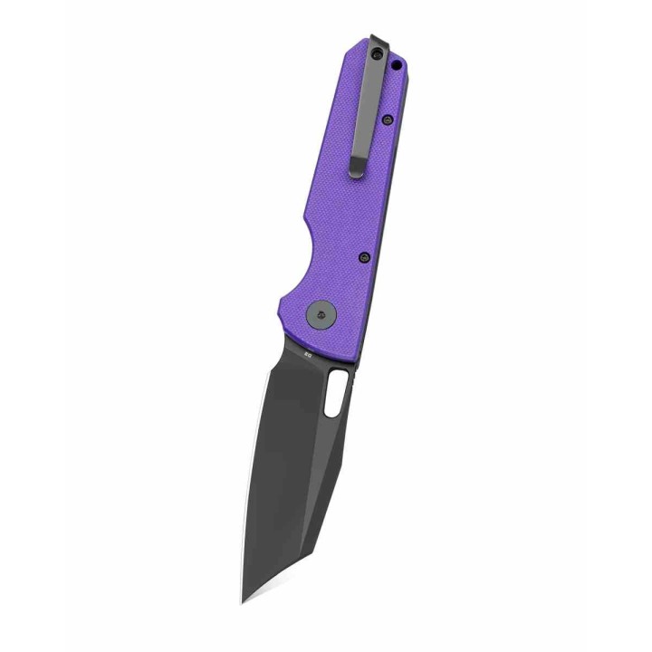Couteau Bestechman Guardian Purple Lame Acier D2 Blk Manche G-10 Bouton Lock BTKMK11H - Livraison Gratuite