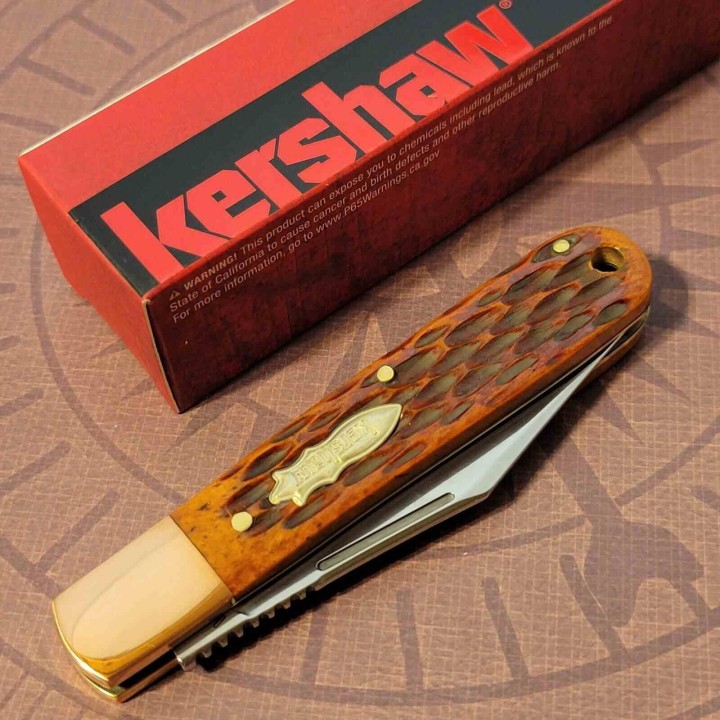 Couteau Kershaw Culpepper Manche Os Jig Bone Lame Clip Point Acier D2 KS4383BJB - Livraison Gratuite