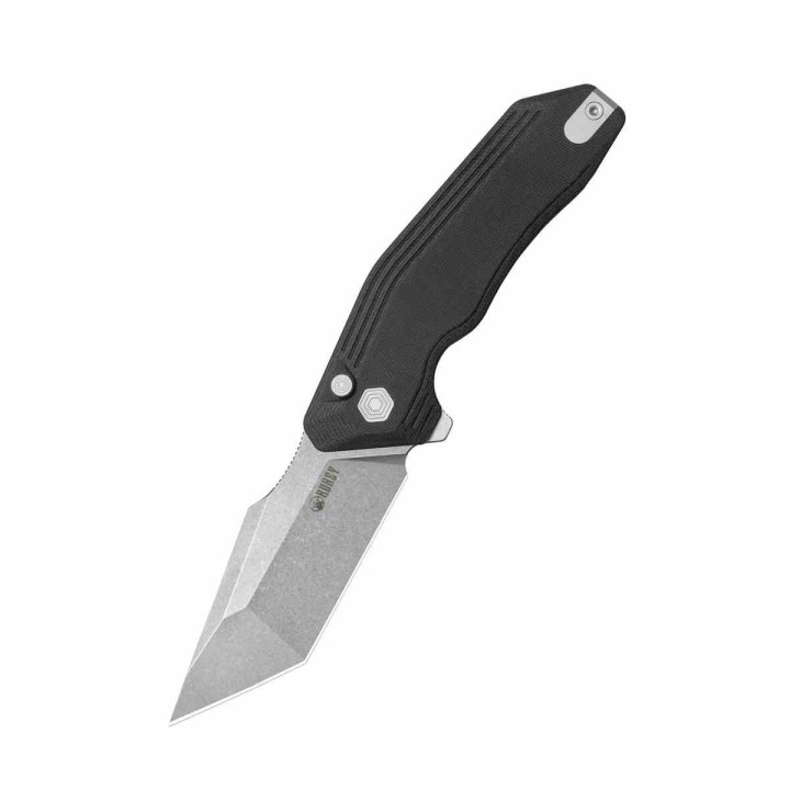 Couteau Kubey Yokai Black Lame Tanto Acier 14C28N Manche G10 IKBS Button Lock Clip KUB392A - Livraison Gratuite
