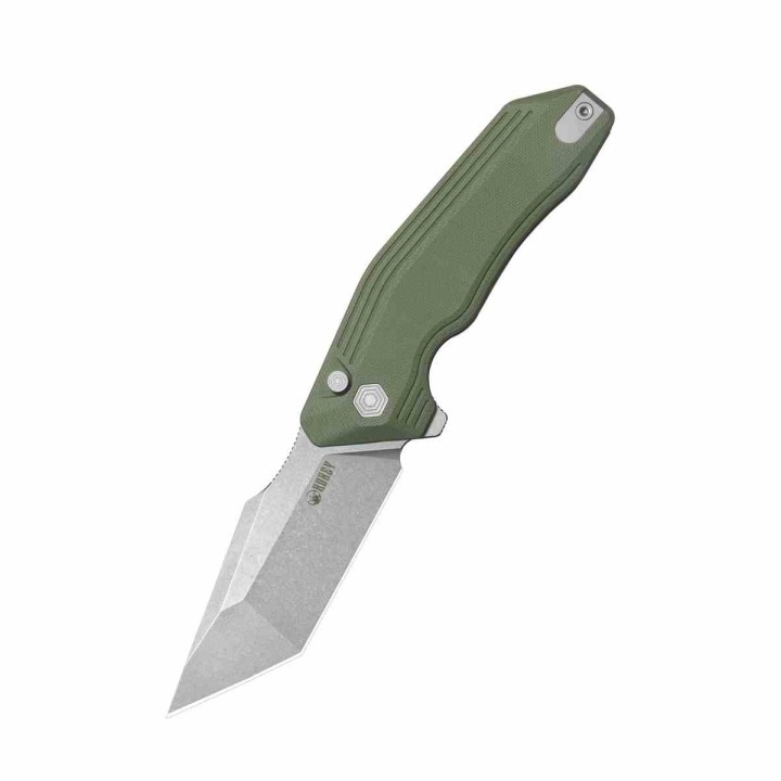 Couteau Kubey Yokai Green Lame Tanto Acier 14C28N Manche G10 IKBS Button Lock Clip KUB392B - Livraison Gratuite