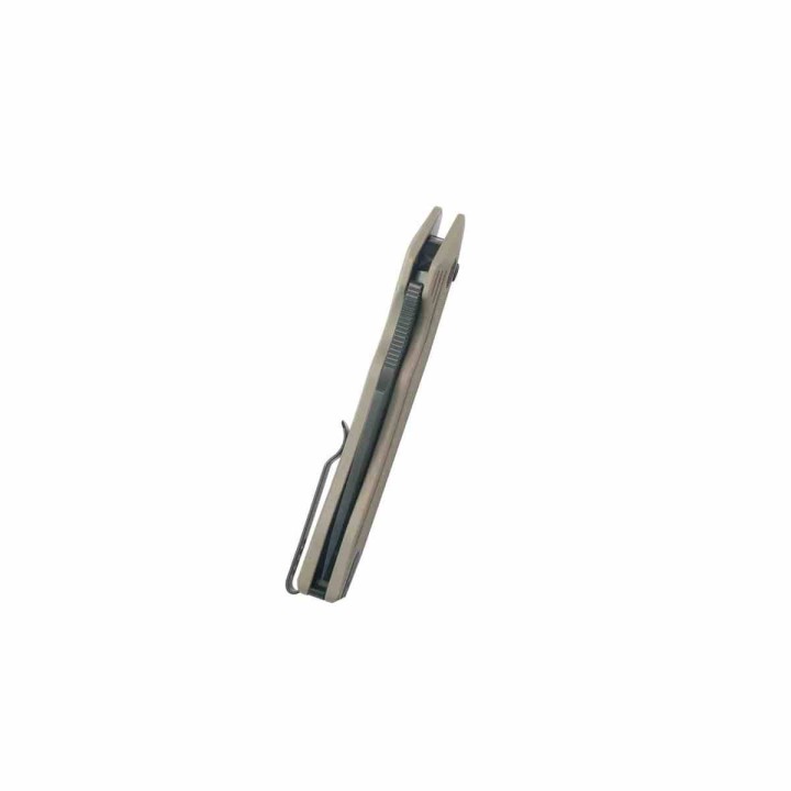 Couteau Kubey Yokai Tan Lame Tanto Acier 14C28N Manche G10 IKBS Button Lock Clip KUB392C - Livraison Gratuite