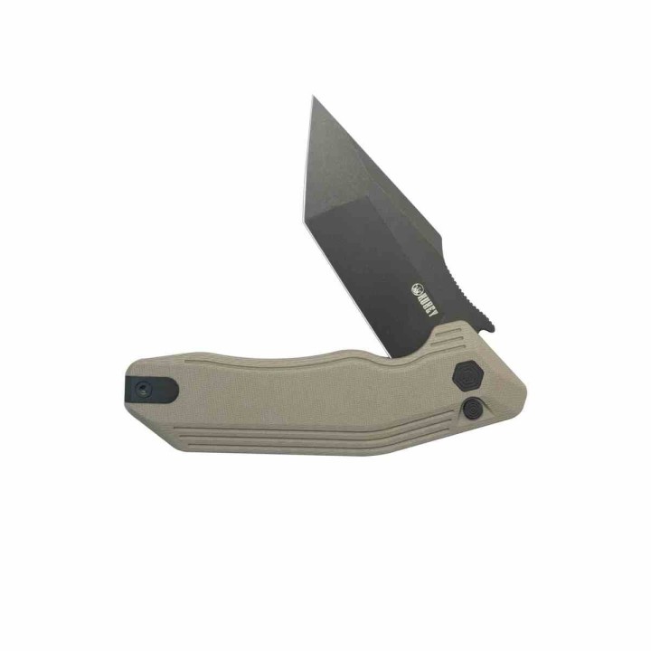 Couteau Kubey Yokai Tan Lame Tanto Acier 14C28N Manche G10 IKBS Button Lock Clip KUB392C - Livraison Gratuite