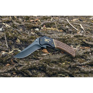 Couteau Browning Hunter Series Lame Clip Point Acier 440C Manche Bois Liner Lock Clip BR0392B - Livraison Gratuite