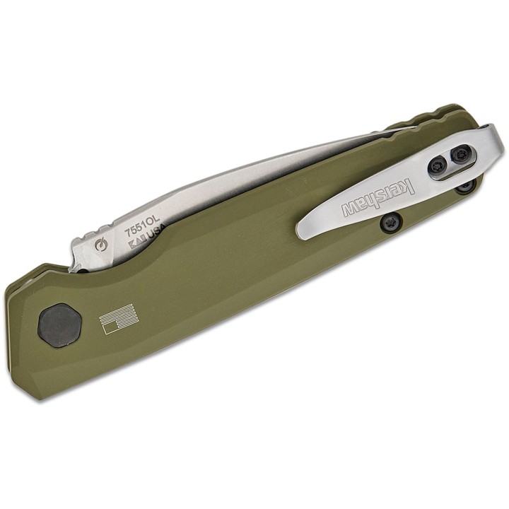 Couteau Automatique Kershaw Launch 18 Green Lame Acier CPM 154 Manche Alu Bouton Lock Clip USA KS7551OL - Livraison Gratuite