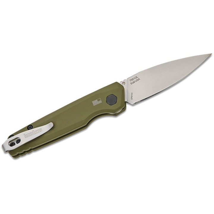 Couteau Automatique Kershaw Launch 18 Green Lame Acier CPM 154 Manche Alu Bouton Lock Clip USA KS7551OL - Livraison Gratuite