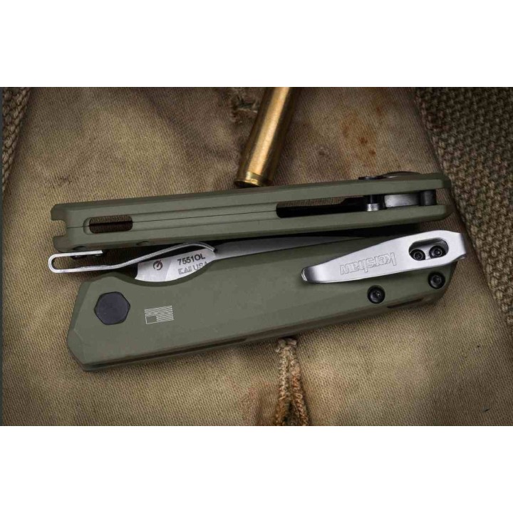 Couteau Automatique Kershaw Launch 18 Green Lame Acier CPM 154 Manche Alu Bouton Lock Clip USA KS7551OL - Livraison Gratuite