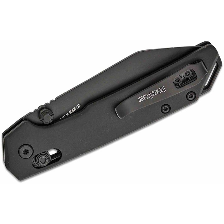 Couteau Kershaw Mini Iridium Lame Reverse Tanto Acier D2 Manche Alu Noir DuraLock Clip KS2051RBLK - Livraison Gratuite