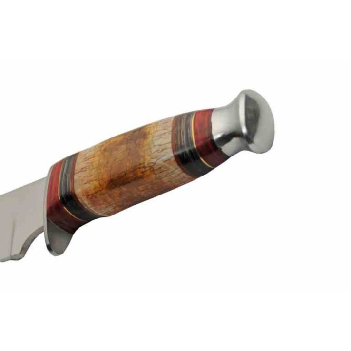 Couteau de Chasse Cave Bone Lame Acier Inoxydable Manche Os Étui Cuir PA203490 - Livraison Gratuite