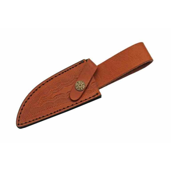 Couteau de Chasse Cave Bone Lame Acier Inoxydable Manche Os Étui Cuir PA203490 - Livraison Gratuite