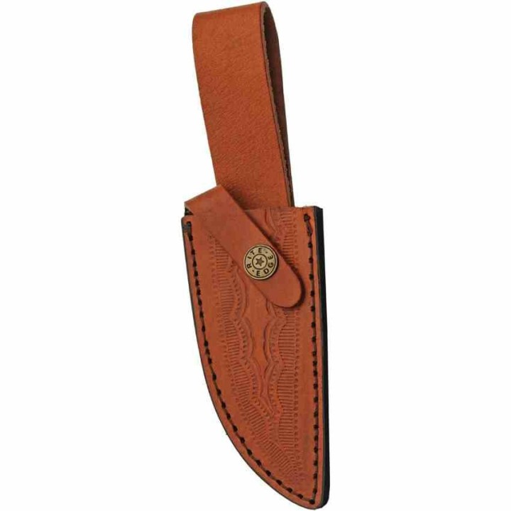 Couteau de Chasse Cave Bone Lame Acier Inoxydable Manche Os Étui Cuir PA203490 - Livraison Gratuite