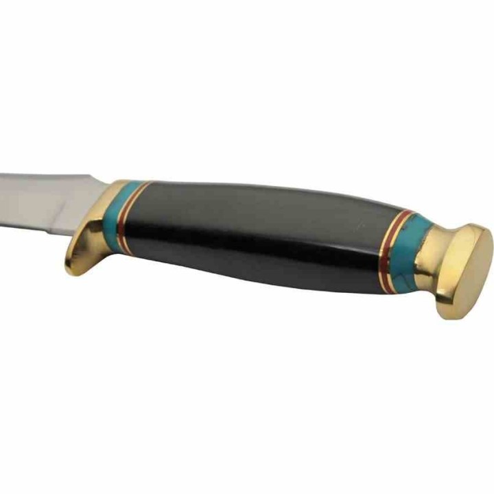 Couteau de Chasse Black Tiger Lame Acier Inox Manche Résine Étui Cuir PA203489 - Livraison Gratuite