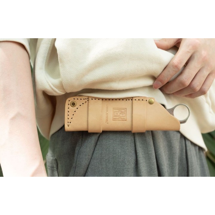 Couteau Real Steel Furrier Harpoon Lame Acier N690 Manche Olive Wood Etui Cuir RS3612W - Livraison Gratuite