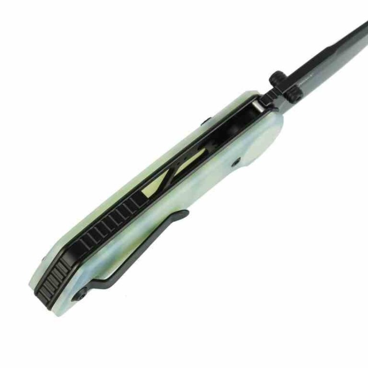 Couteau Reate PL-XT Jade Lame Drop Point Acier Nitro-V Manche G10 Button Lock Clip REA176 - Livraison Gratuite