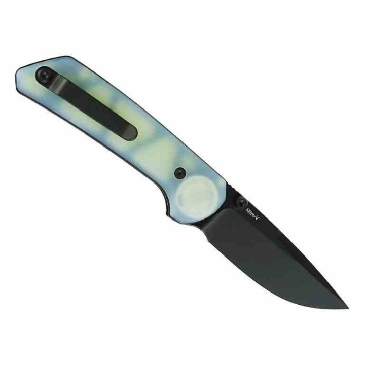 Couteau Reate PL-XT Jade Lame Drop Point Acier Nitro-V Manche G10 Button Lock Clip REA176 - Livraison Gratuite