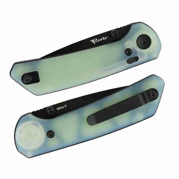 Couteau Reate PL-XT Jade Lame Drop Point Acier Nitro-V Manche G10 Button Lock Clip REA176 - Livraison Gratuite