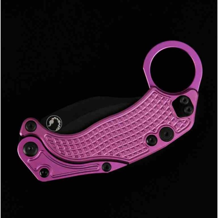 Set de 2 Karambits Reate Knives EXO-K Button Lock Manche Purple Lame Acier N690 Clip + Trainer REA122 - Livraison Gratuite