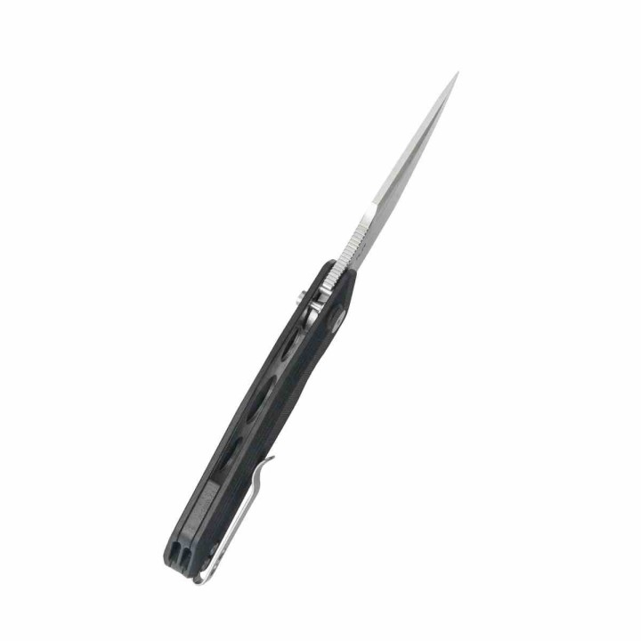 Couteau Kubey Basilisk Black Manche G10 Lame Tanto Acier 14C28N SW IKBS Button Lock Clip KUB391A - Livraison Gratuite