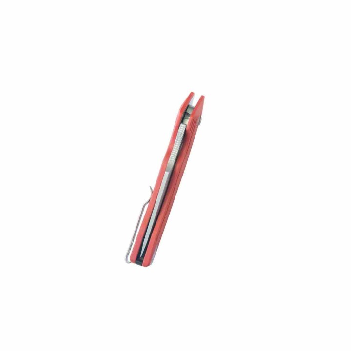 Couteau Kubey Basilisk Red Manche G10 Lame Tanto Acier 14C28N SW IKBS Button Lock Clip KUB391E - Livraison Gratuite
