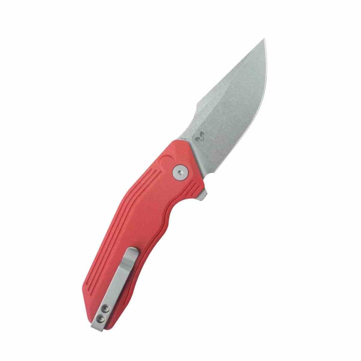 Couteau Kubey Basilisk Red Manche G10 Lame Tanto Acier 14C28N SW IKBS Button Lock Clip KUB391E - Livraison Gratuite