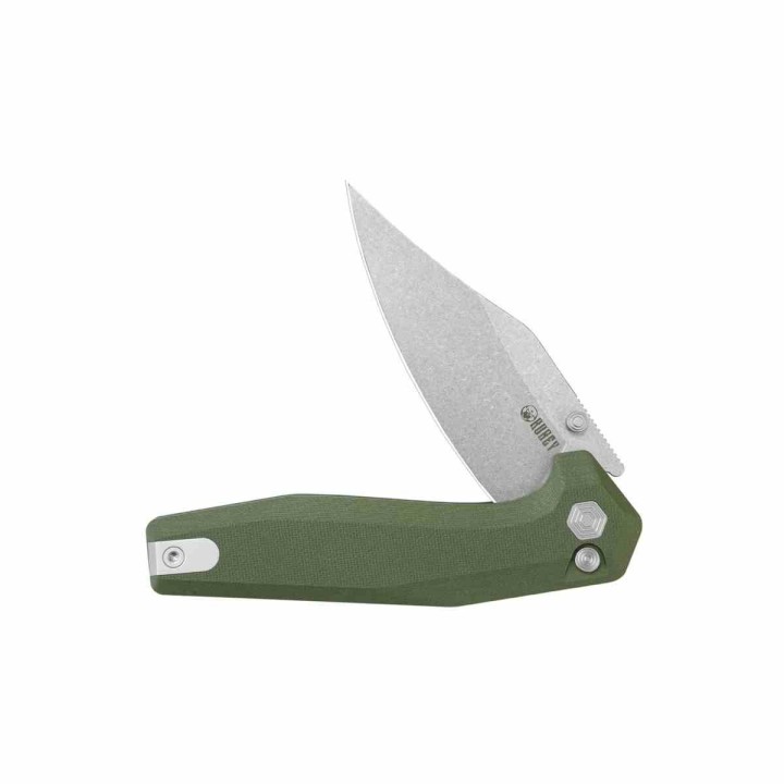 Couteau Kubey Hades Green Lame Wharncliffe Acier 14C28N, Manche G10 IKBS Button Lock Clip KUB394B - Livraison Gratuite