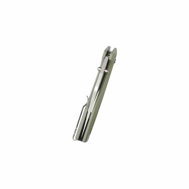 Couteau Kubey Hades Tan Lame Wharncliffe Acier 14C28N, Manche G10 IKBS Button Lock Clip KUB394C - Livraison Gratuite