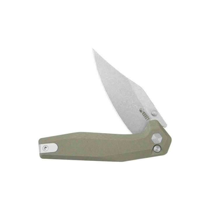 Couteau Kubey Hades Tan Lame Wharncliffe Acier 14C28N, Manche G10 IKBS Button Lock Clip KUB394C - Livraison Gratuite