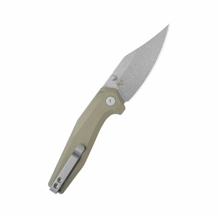 Couteau Kubey Hades Tan Lame Wharncliffe Acier 14C28N, Manche G10 IKBS Button Lock Clip KUB394C - Livraison Gratuite