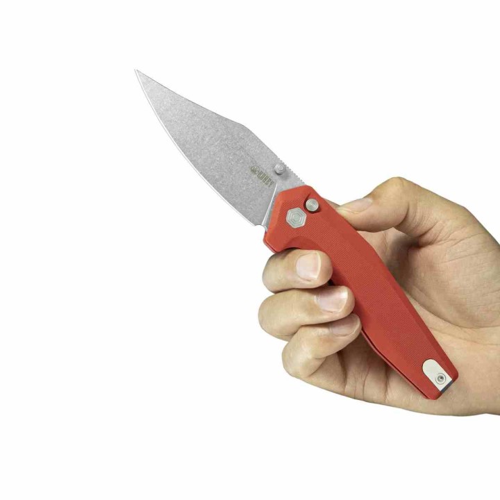 Couteau Kubey Hades Red Lame Wharncliffe Acier 14C28N Manche G10 IKBS Button Lock Clip KUB394D - Livraison Gratuite