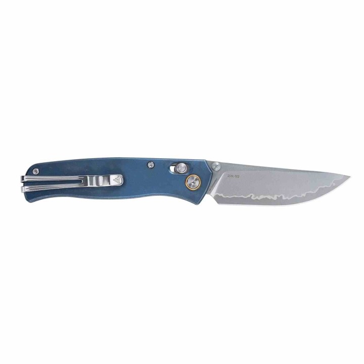 Couteau SRM Medal 255L-TE2 Blue Lame Acier 140Cr Laminé Manche Titane TC4 Bleu Ambi-Lock Clip SRM255LTE2 - Livraison Gratuite