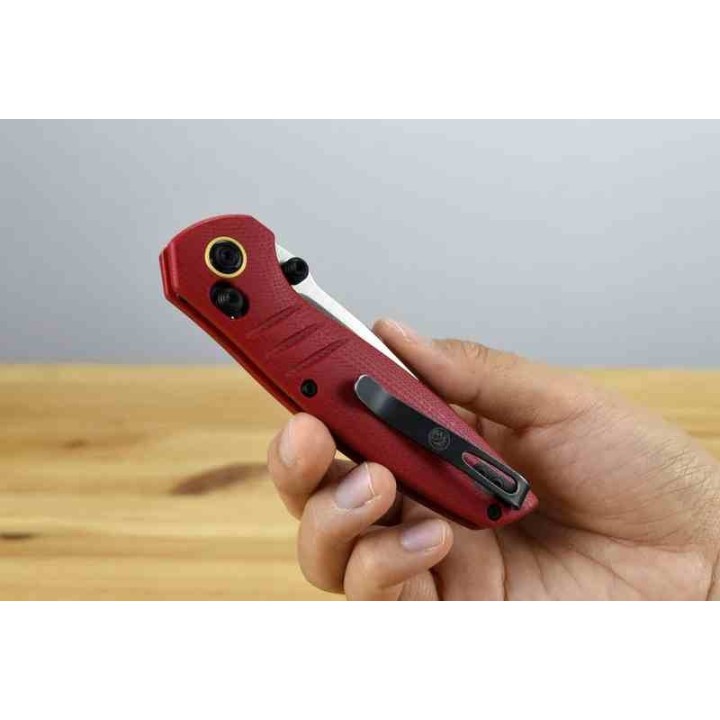 Couteau Vosteed Corsair Red Lame Acier Nitro-V Manche G10 Crossbar Lock Clip VOSA0805 - Livraison Gratuite