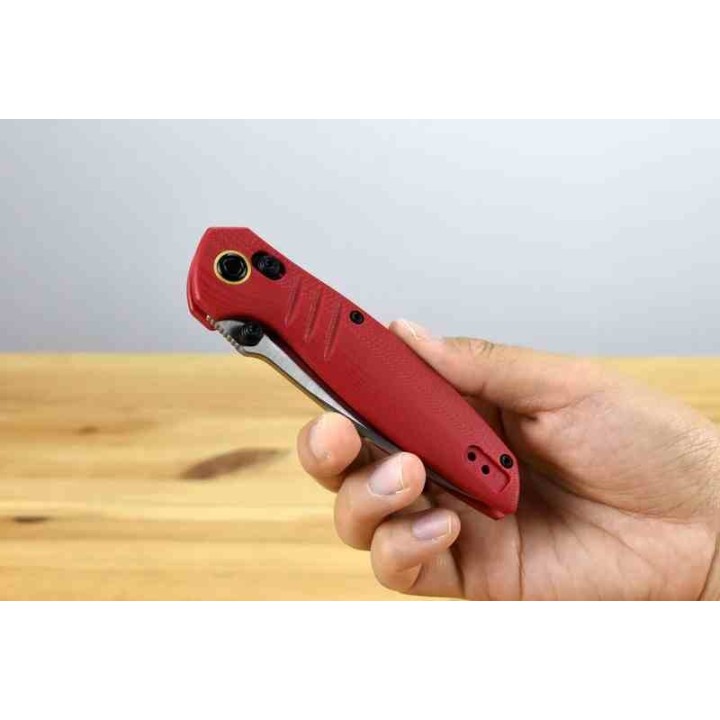 Couteau Vosteed Corsair Red Lame Acier Nitro-V Manche G10 Crossbar Lock Clip VOSA0805 - Livraison Gratuite